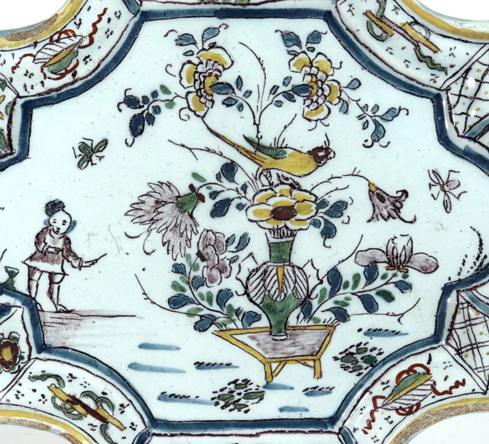 Dutch Delft Chinoiserie Polychrome Plaque - 7