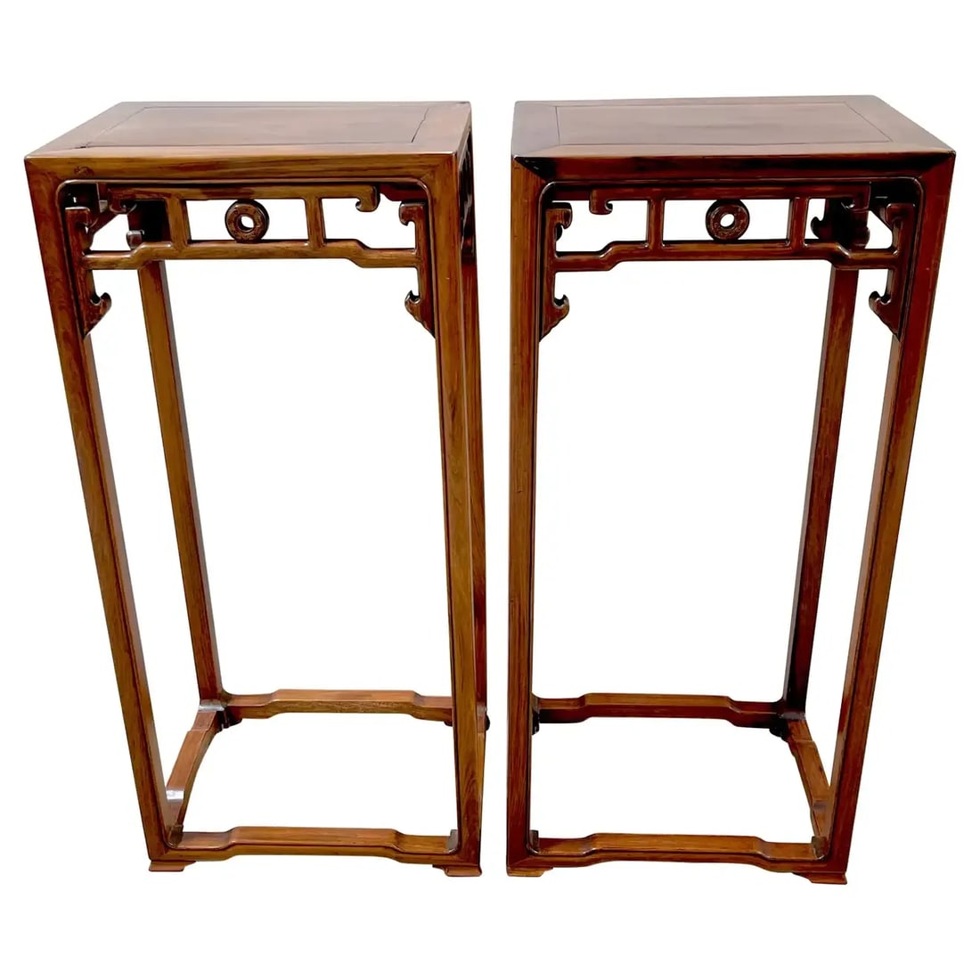 Mid 19th Century Antique Chinese Carved Huanghuali Pedestals, Circa 1860 - A Pair - 13