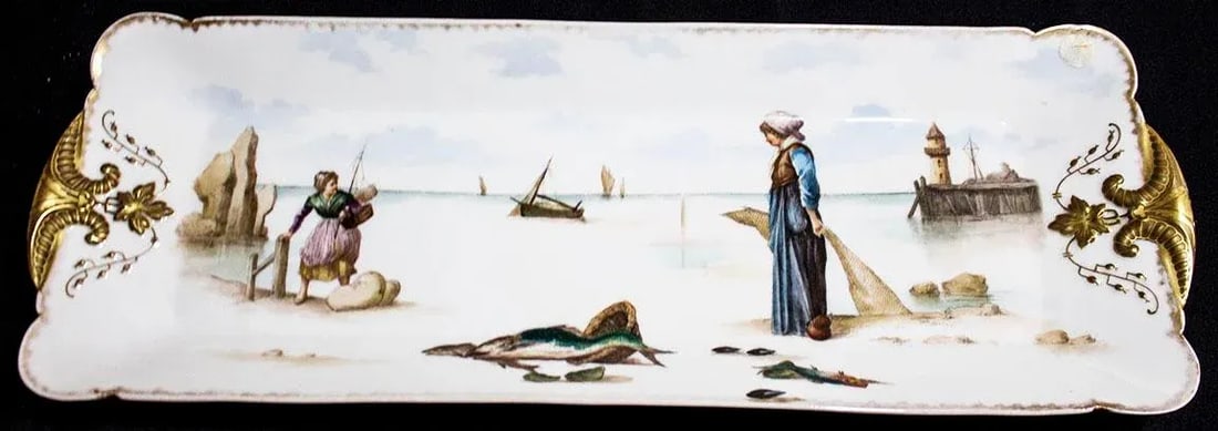 Vintage Haviland Limoges Fish Platter Set - 13 Pcs - Mediterranean Scenes - 4