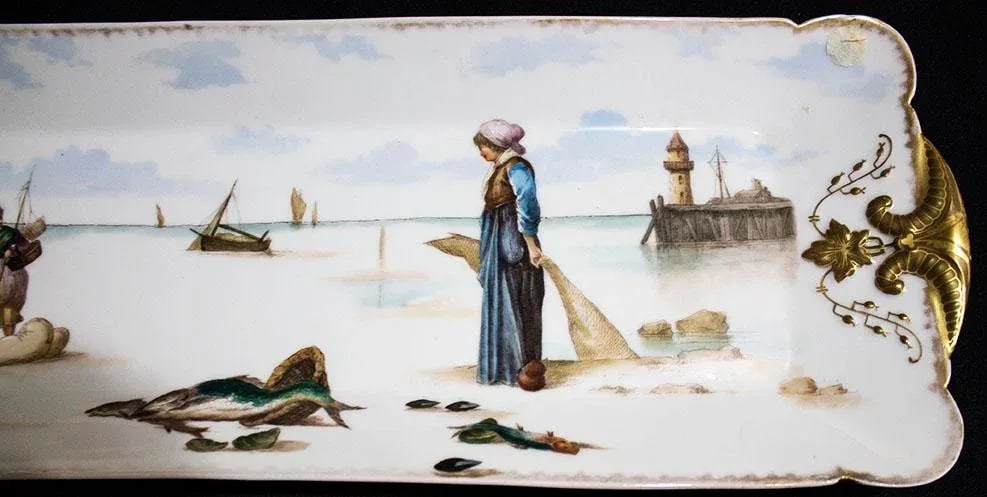 Vintage Haviland Limoges Fish Platter Set - 13 Pcs - Mediterranean Scenes - 5