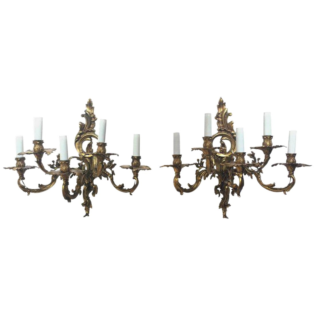 French 19th Century Gilded Bronze Wall Sconces (1 of 12)