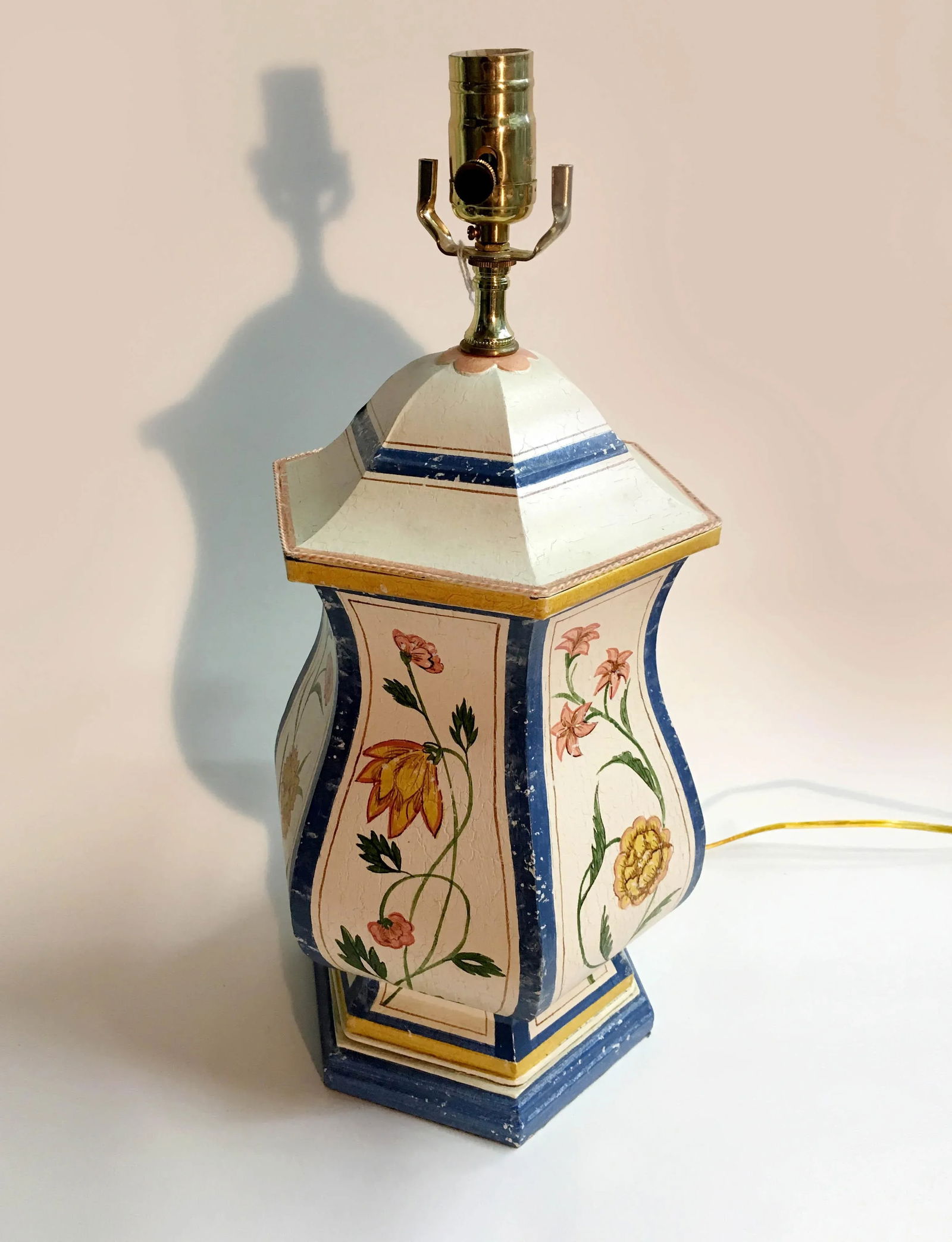 1980s Up Side Down Temple Jar Tole Lamp - 2