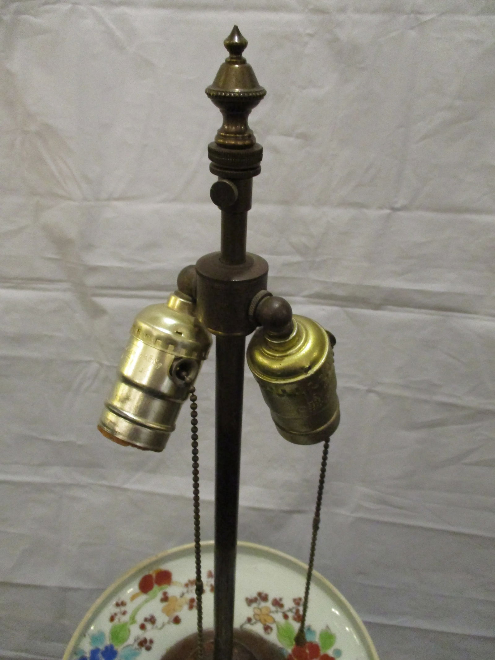 Japanese Satsuma Vase-Lamp on Wooden Base, Unmarked - 9