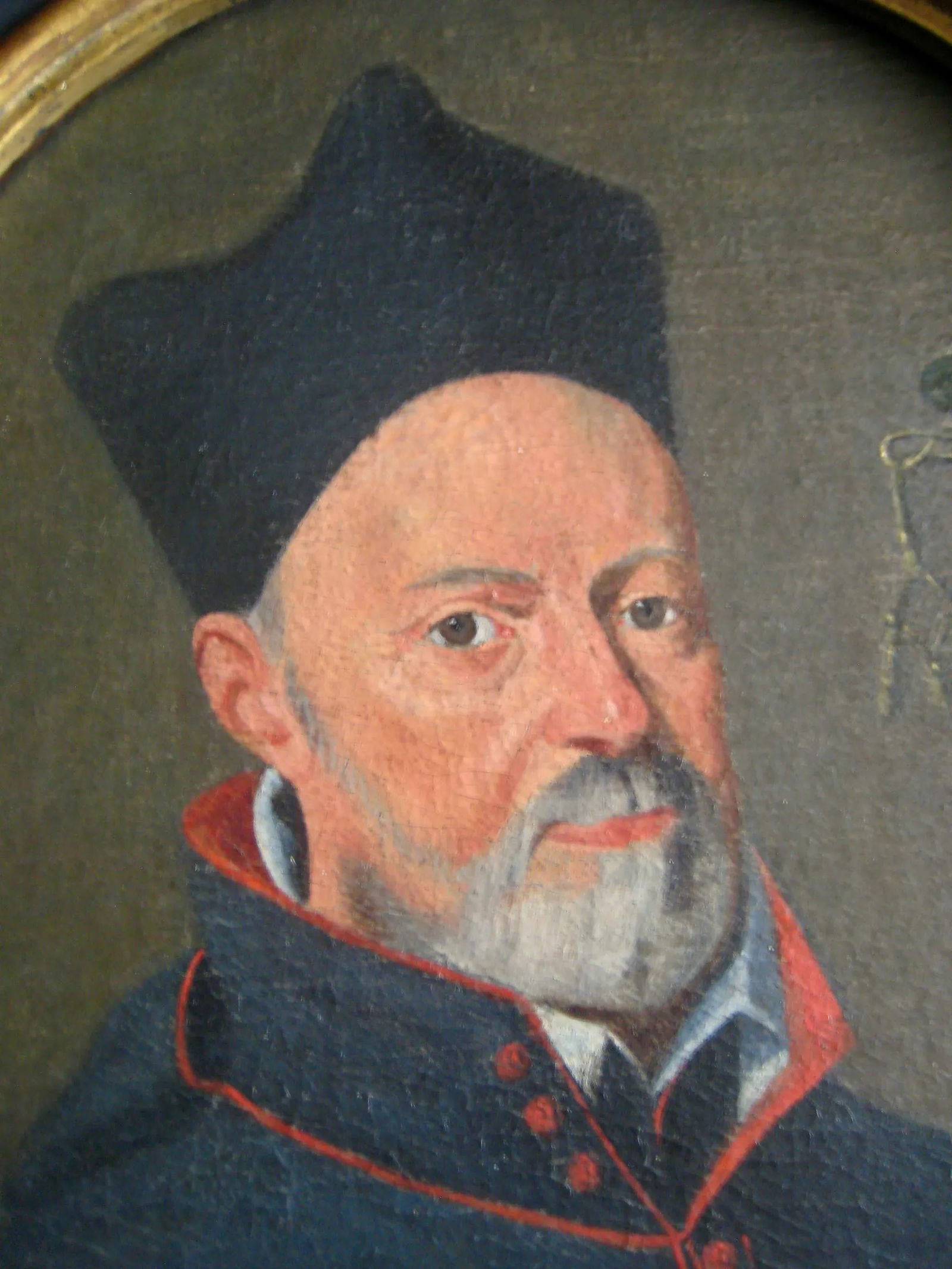 Antique Male Portrait Oil Painting with Bishop Coat of Arms - 3