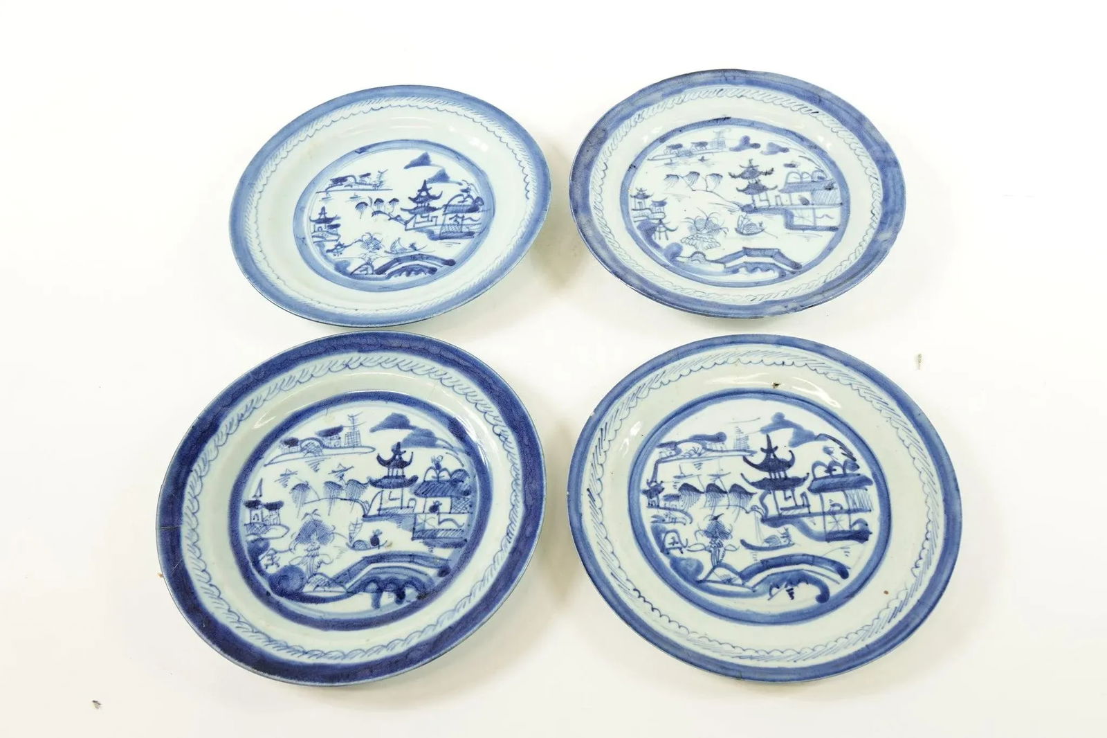 Antique Chinese Blue and White Porcelain Cantons - Set of 4 - 4