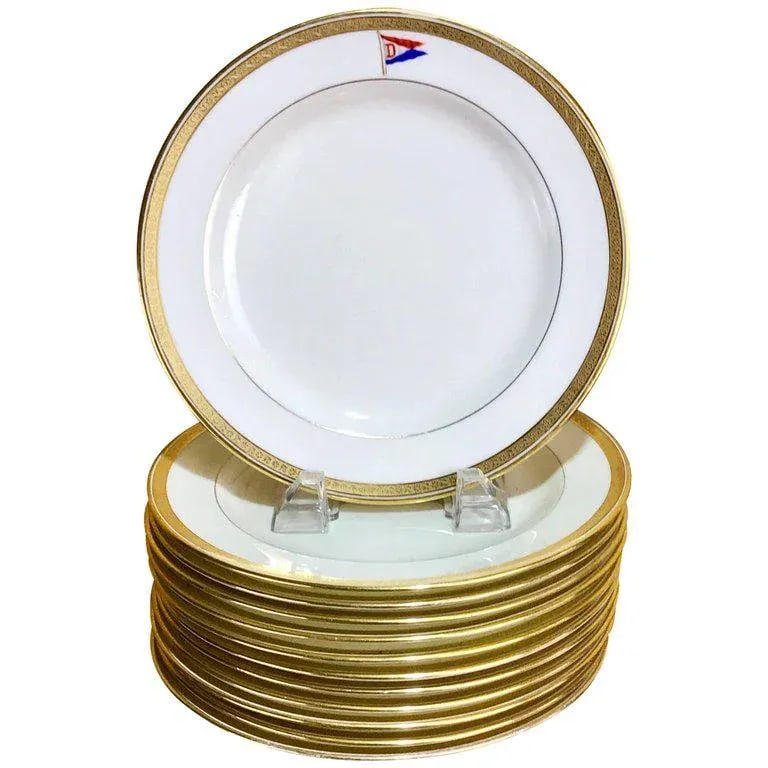 Cauldon First Class Steamship or Yacht Dessert Plates - Set of 12 - 9