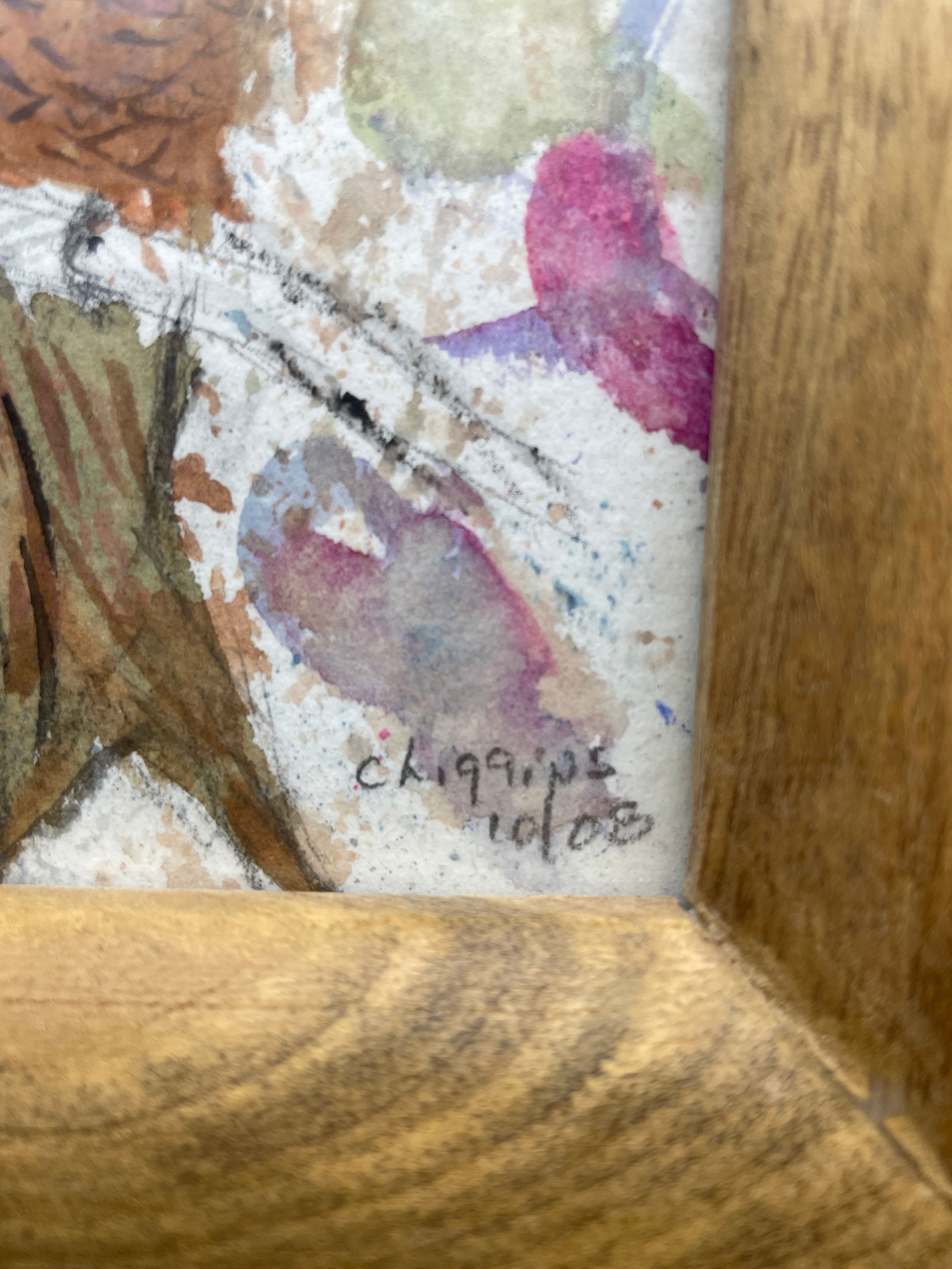 Original Painting Spice Finch Framed Signed C. HIGGINS - 4