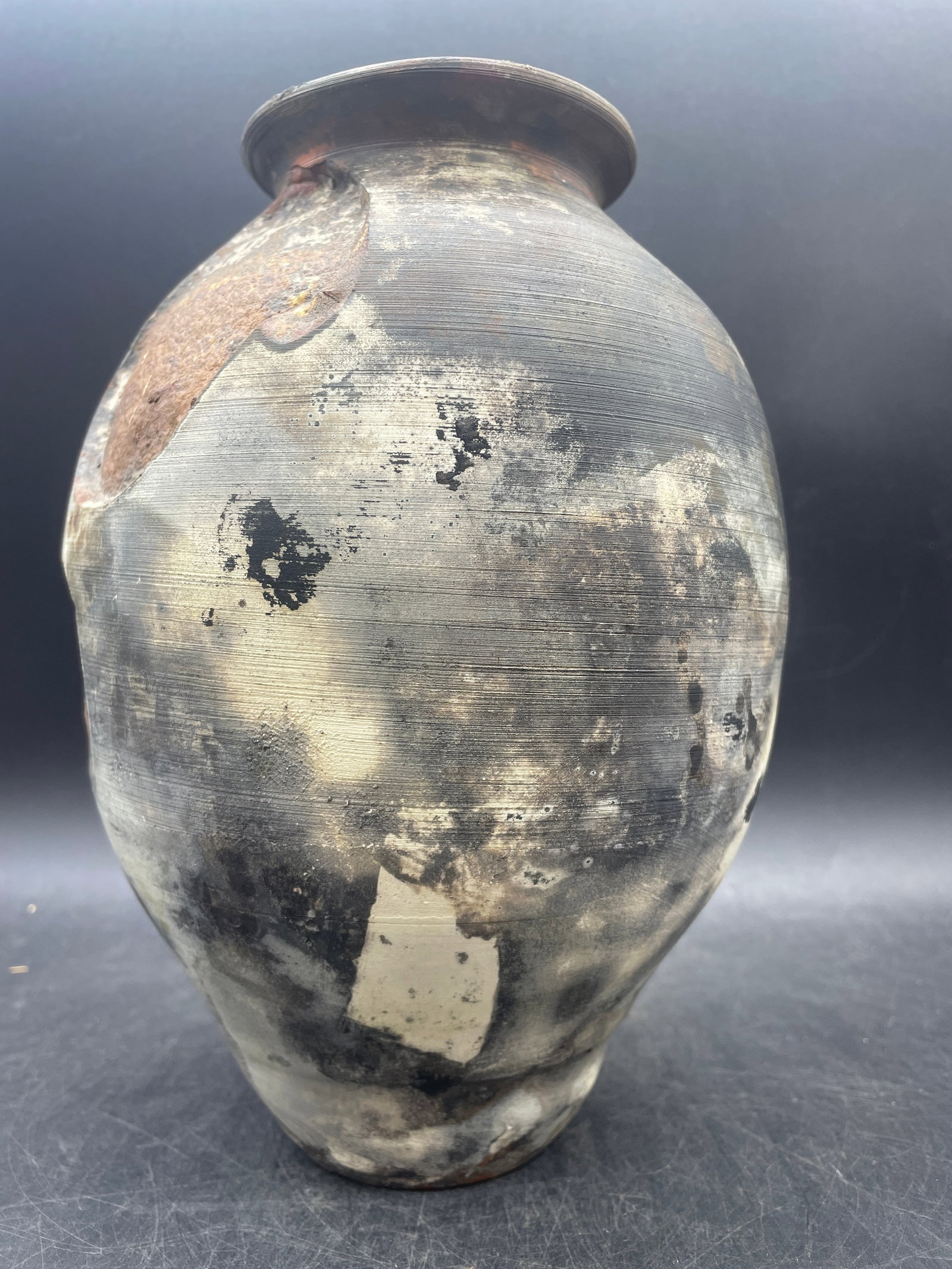 Abstract Raku Vase Signed & Dated - 4