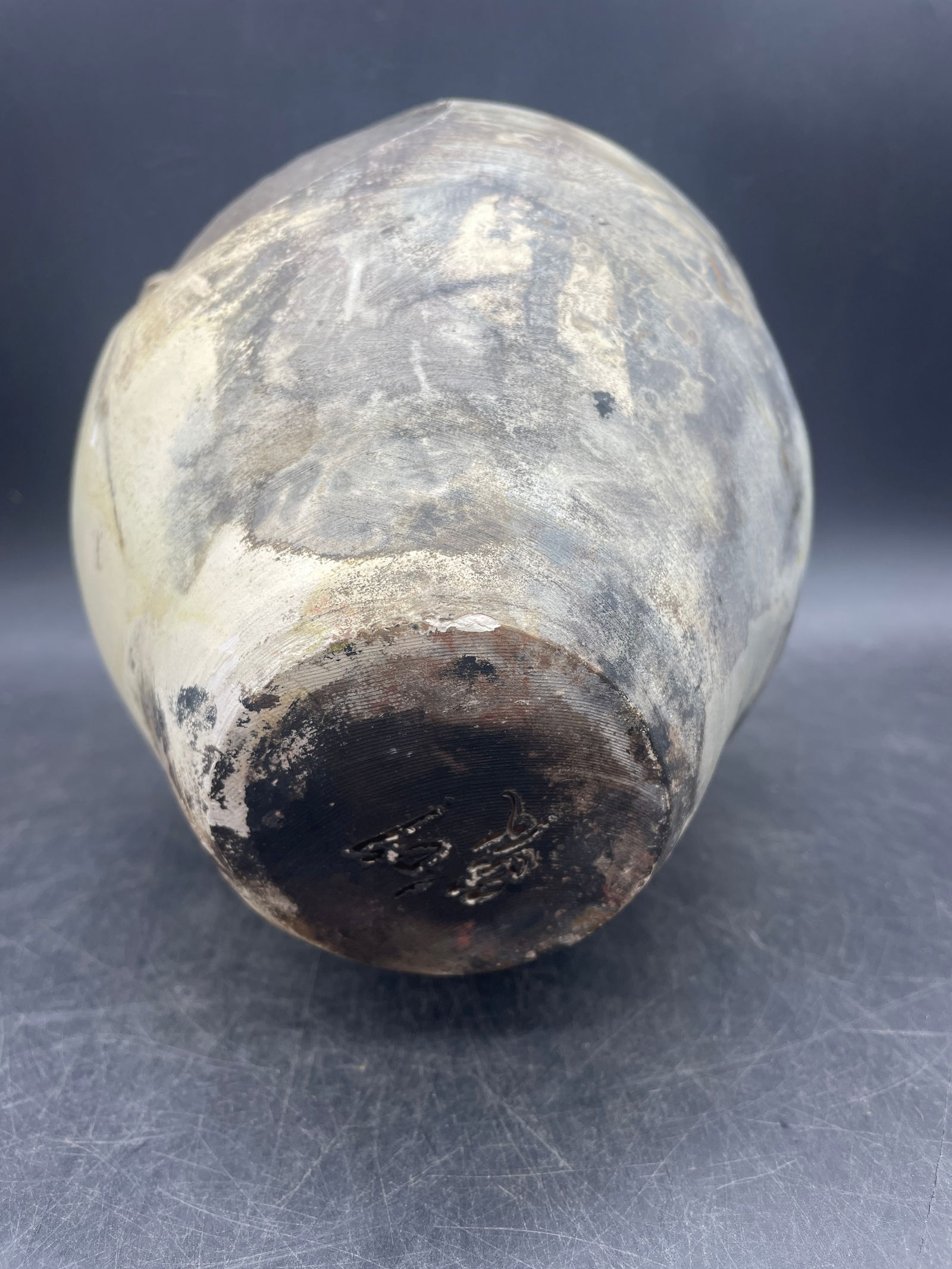 Abstract Raku Vase Signed & Dated - 6