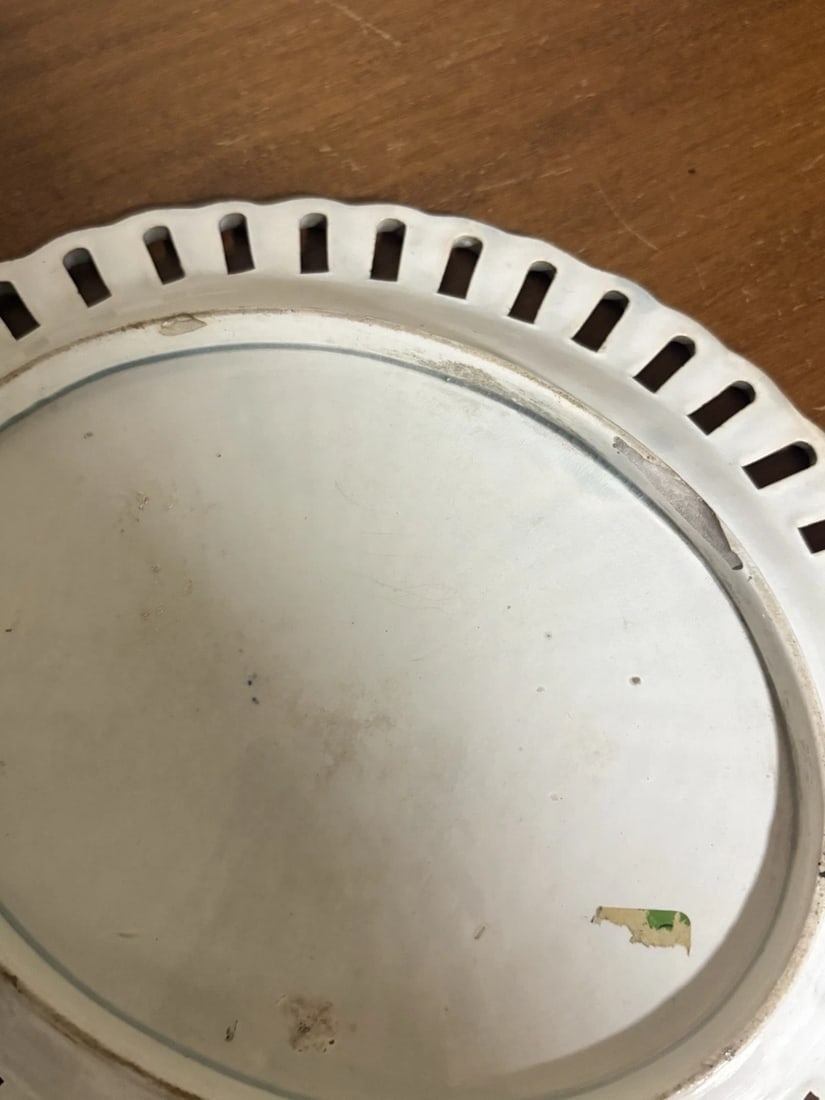 English Reticulated Creamware Tray W/ Cobalt Highlights - 4