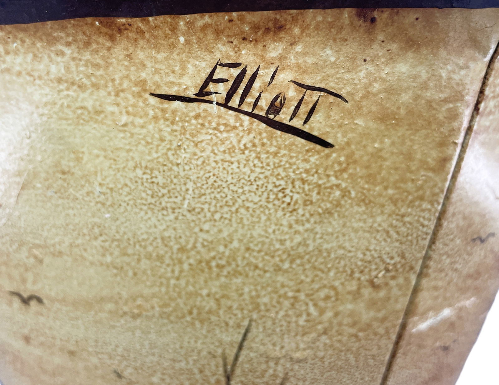 Primitive Folk Art Painted Metal Bucket Vintage Scene Girl w Kite SIGNED Elliott - 5