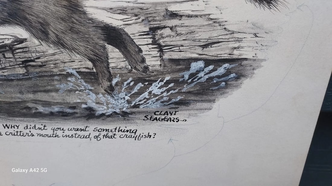 Artist Drawn Illustration Wildlife Artist Fisher With Crab - 3