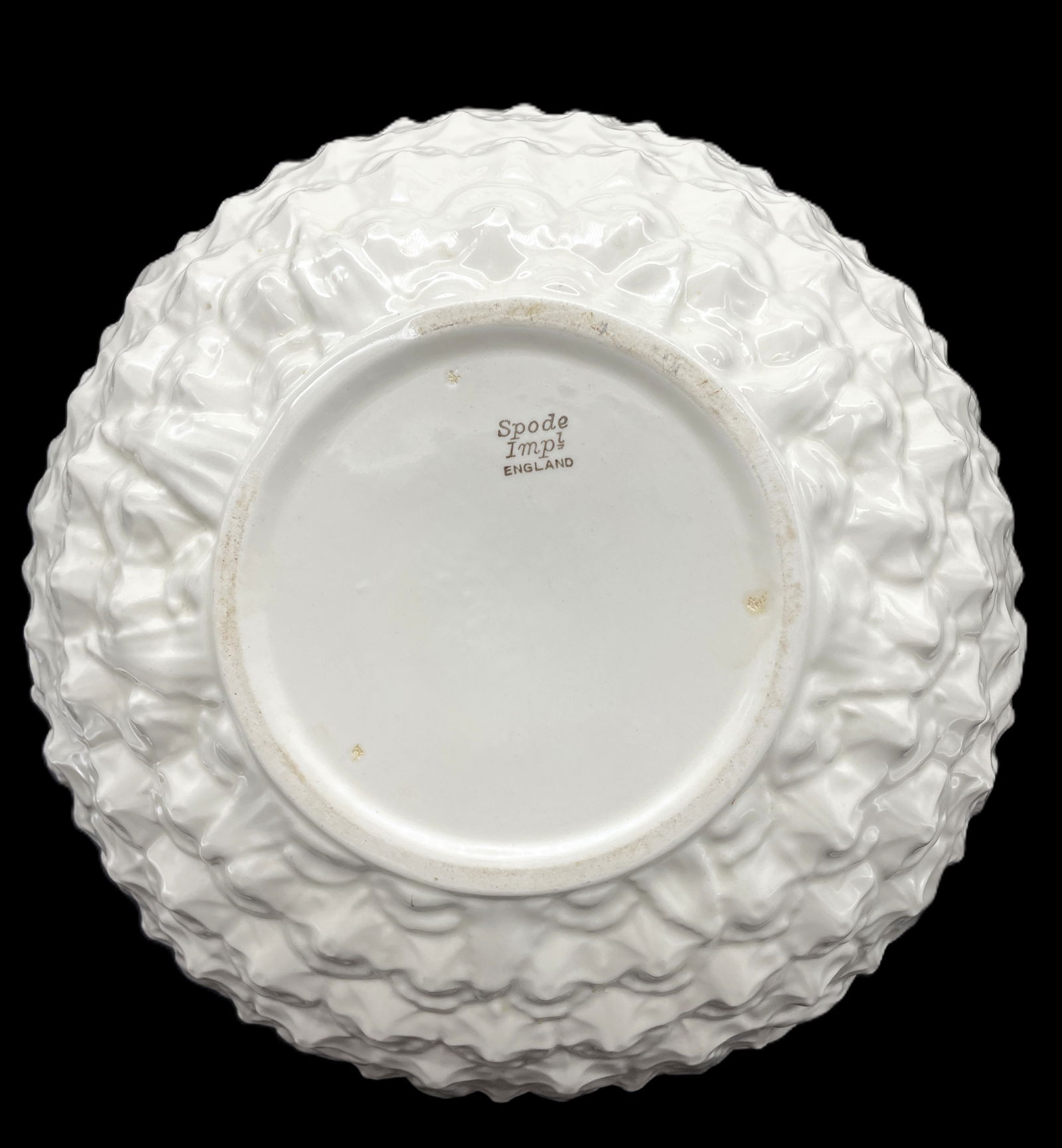 SPODE Imperial Fancies ENGLAND OFF WHITE BOWL oblong 11" Embossed - 5