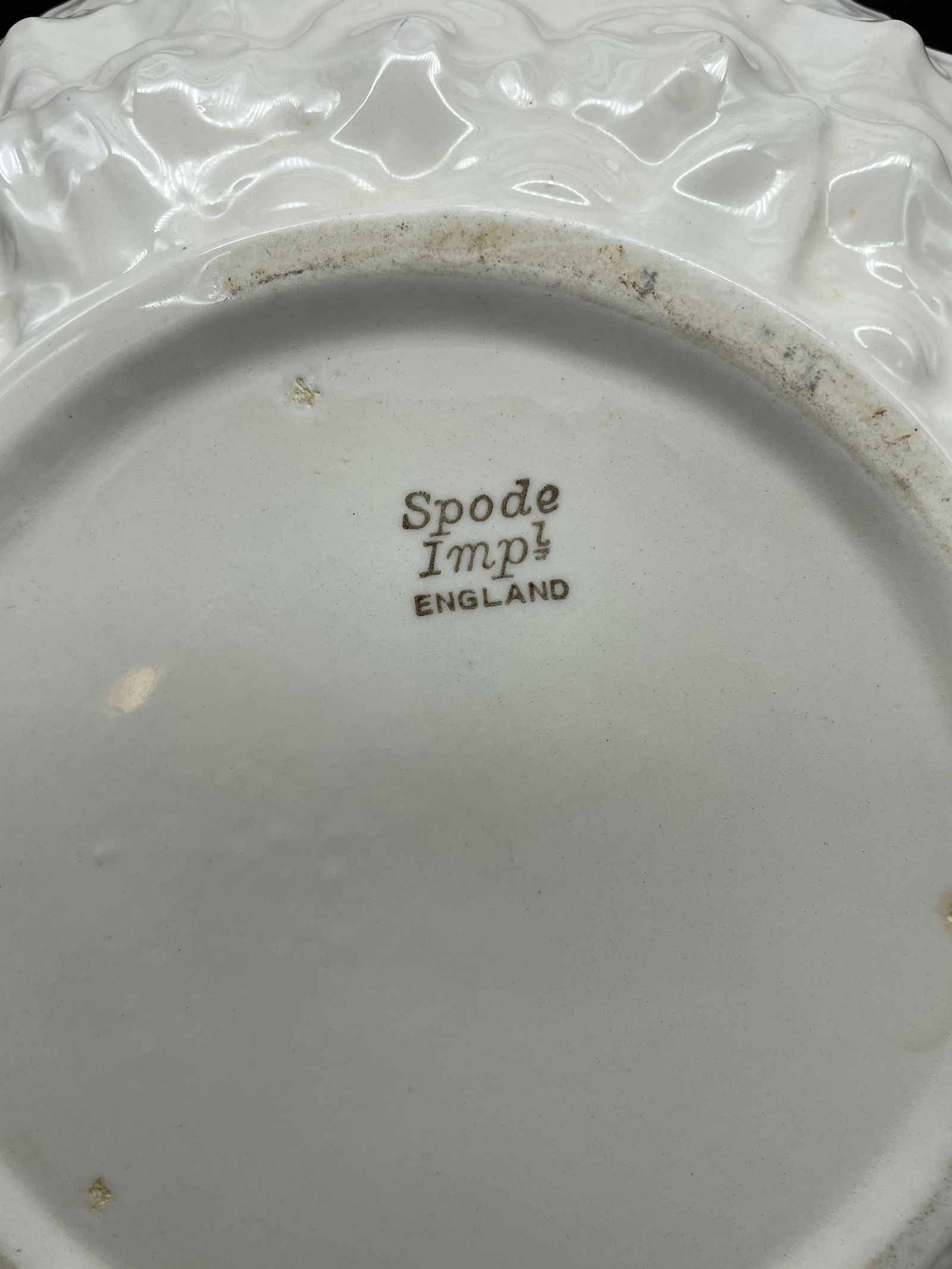 SPODE Imperial Fancies ENGLAND OFF WHITE BOWL oblong 11" Embossed - 6