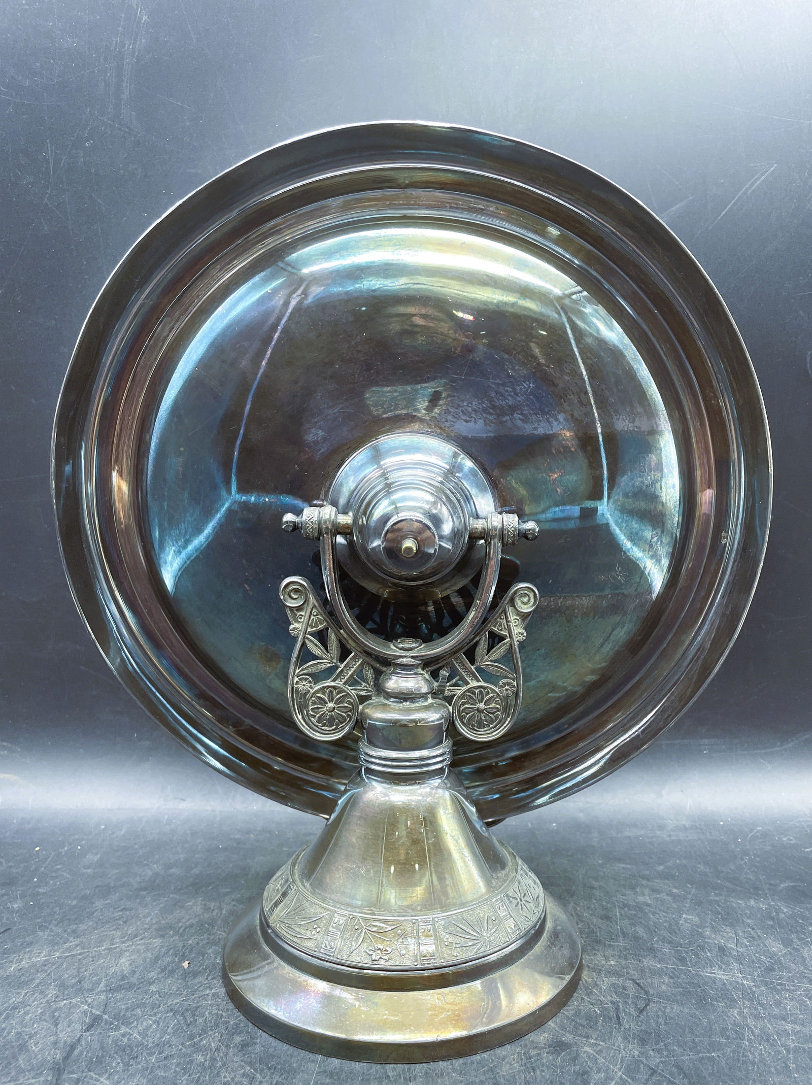 Antique Pairpoint Silver plate Brides Basket Bird Finial Swivel Top - 5