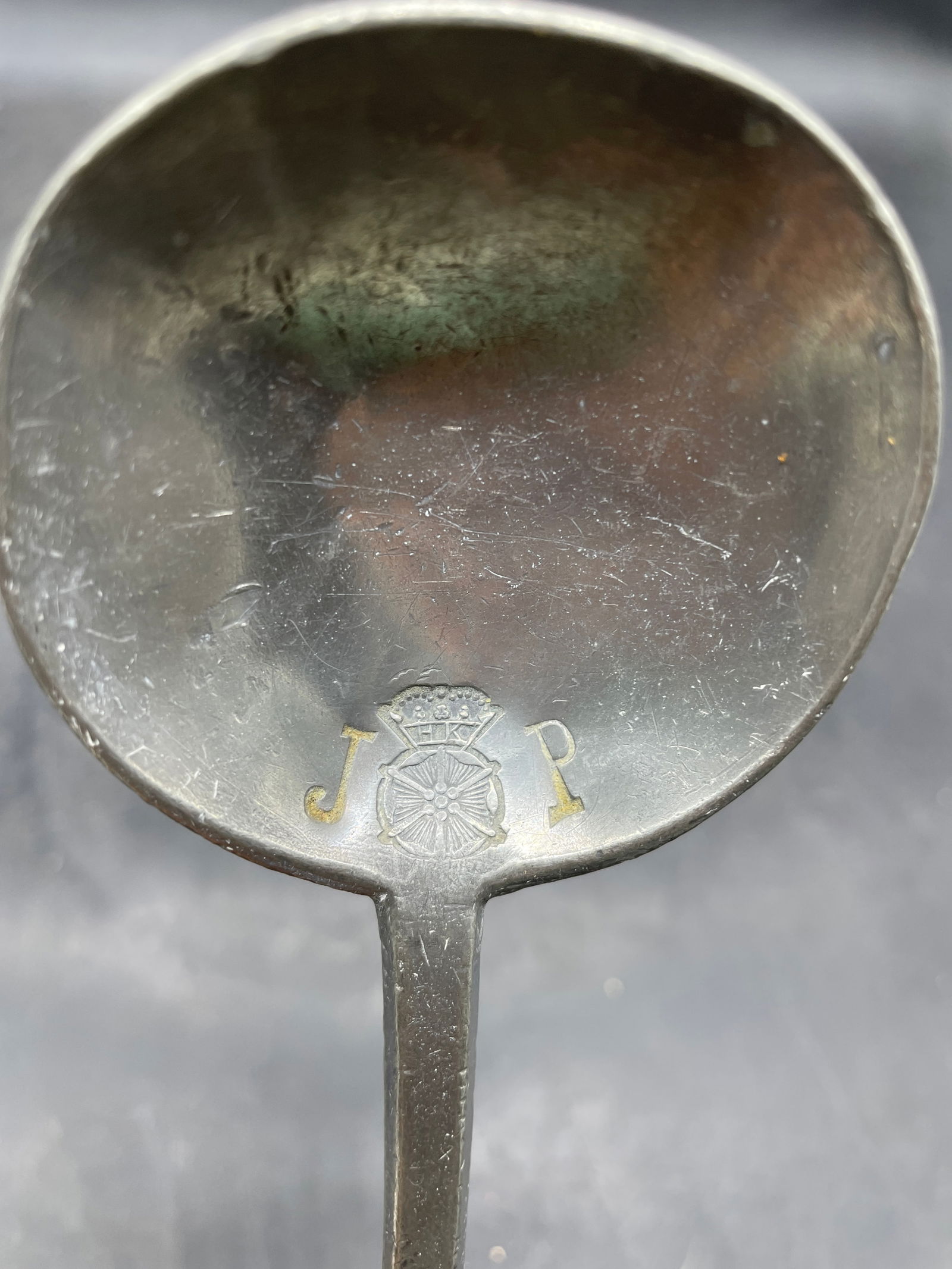 RARE Antique C 1700 Pewter slip top Spoon Maker Marks Ghent Belgium - 4