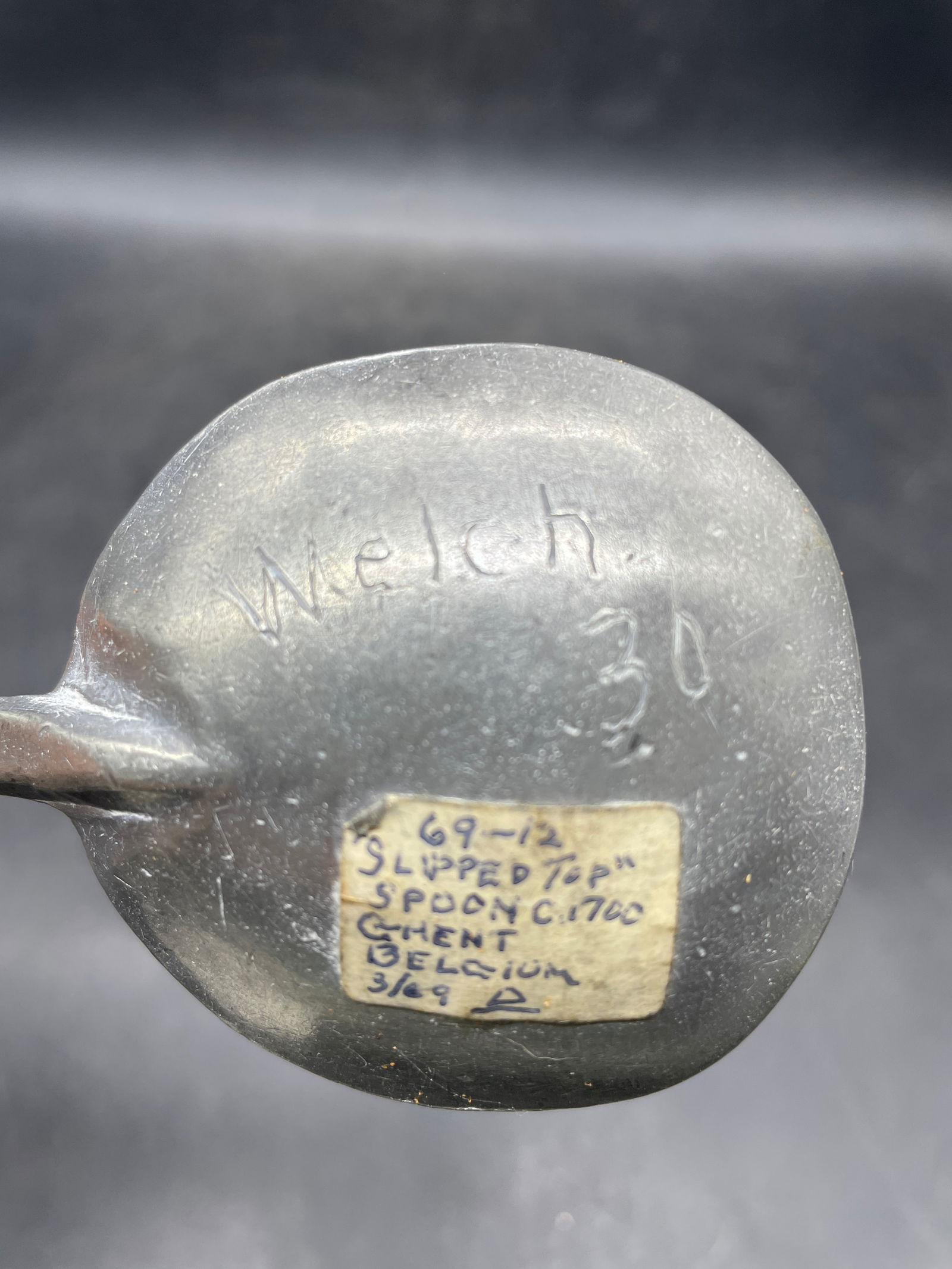 RARE Antique C 1700 Pewter slip top Spoon Maker Marks Ghent Belgium - 5