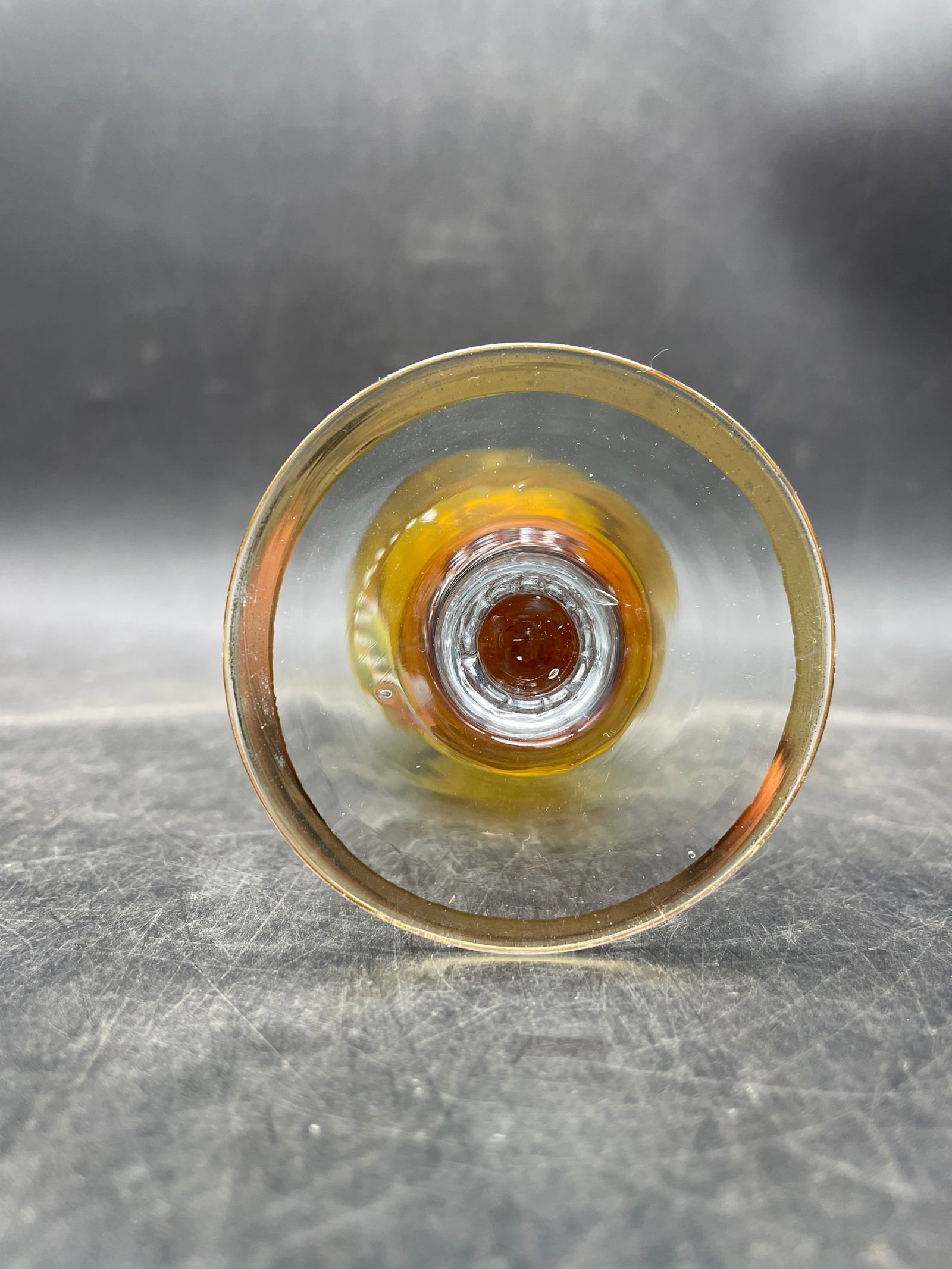 Vintage Czech Bohemian Amber Glass Hand Painted Floral & Gold Bud Vase Beautiful - 7