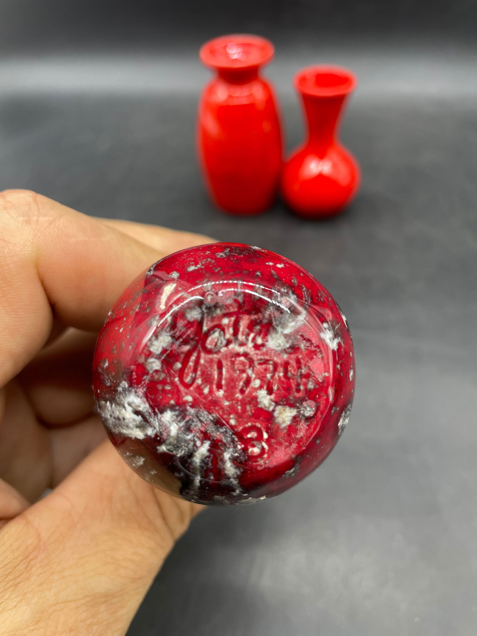 YATES Mid-Century Miniature Art Pottery 3pcs Red 1960-70's - 9