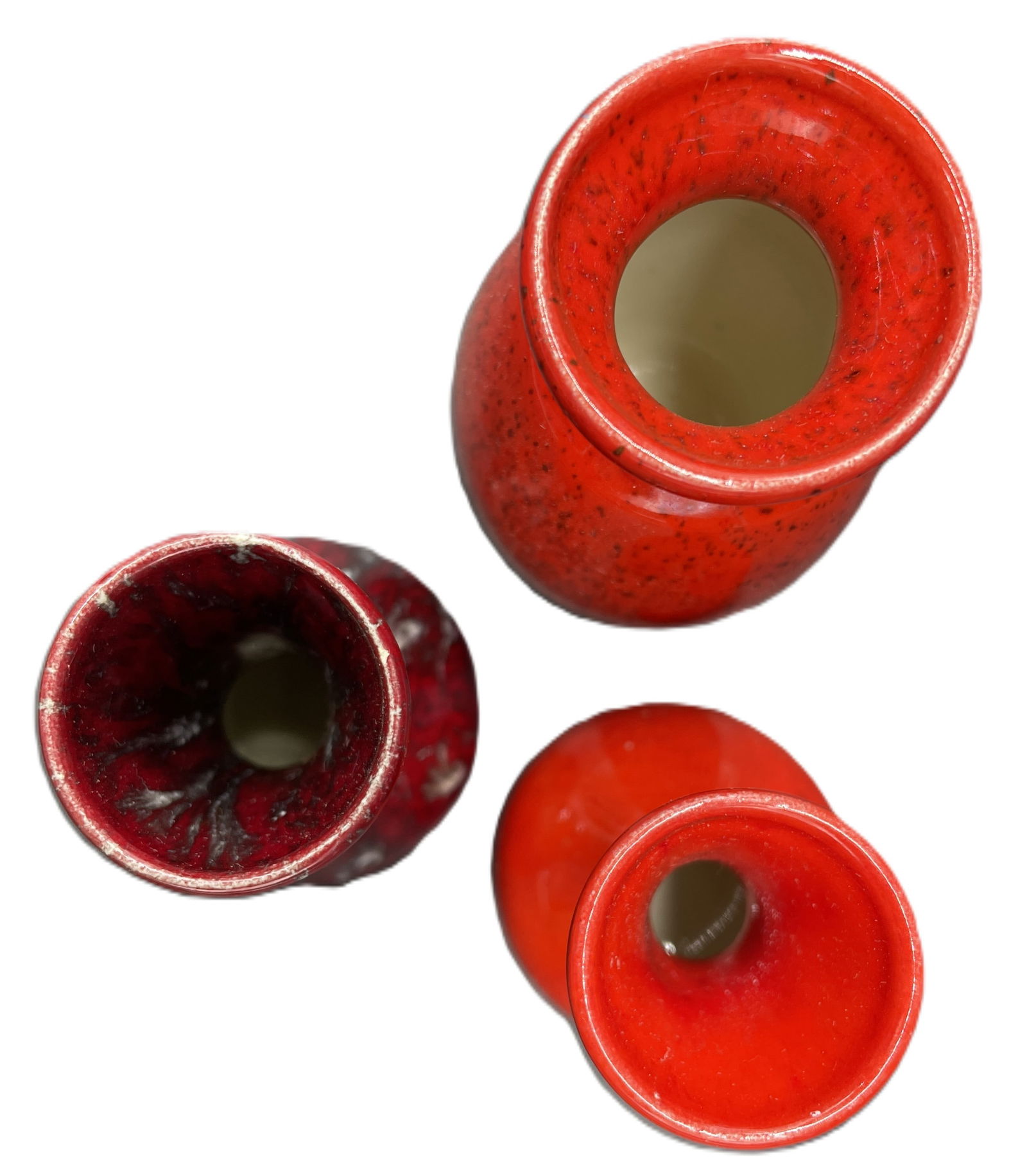 YATES Mid-Century Miniature Art Pottery 3pcs Red 1960-70's - 2