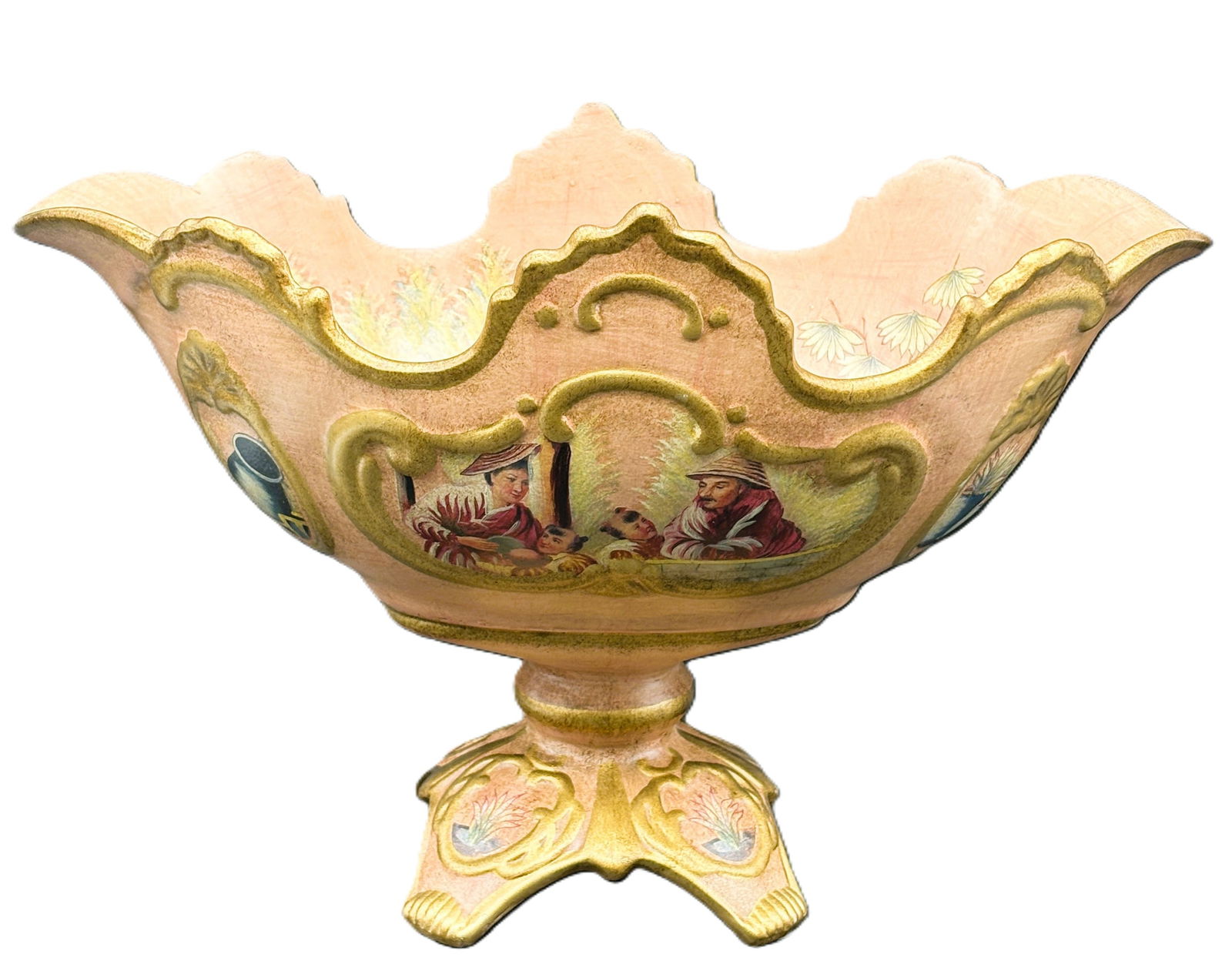 Large Ornate Centerpiece Console Bowl Footed - 2