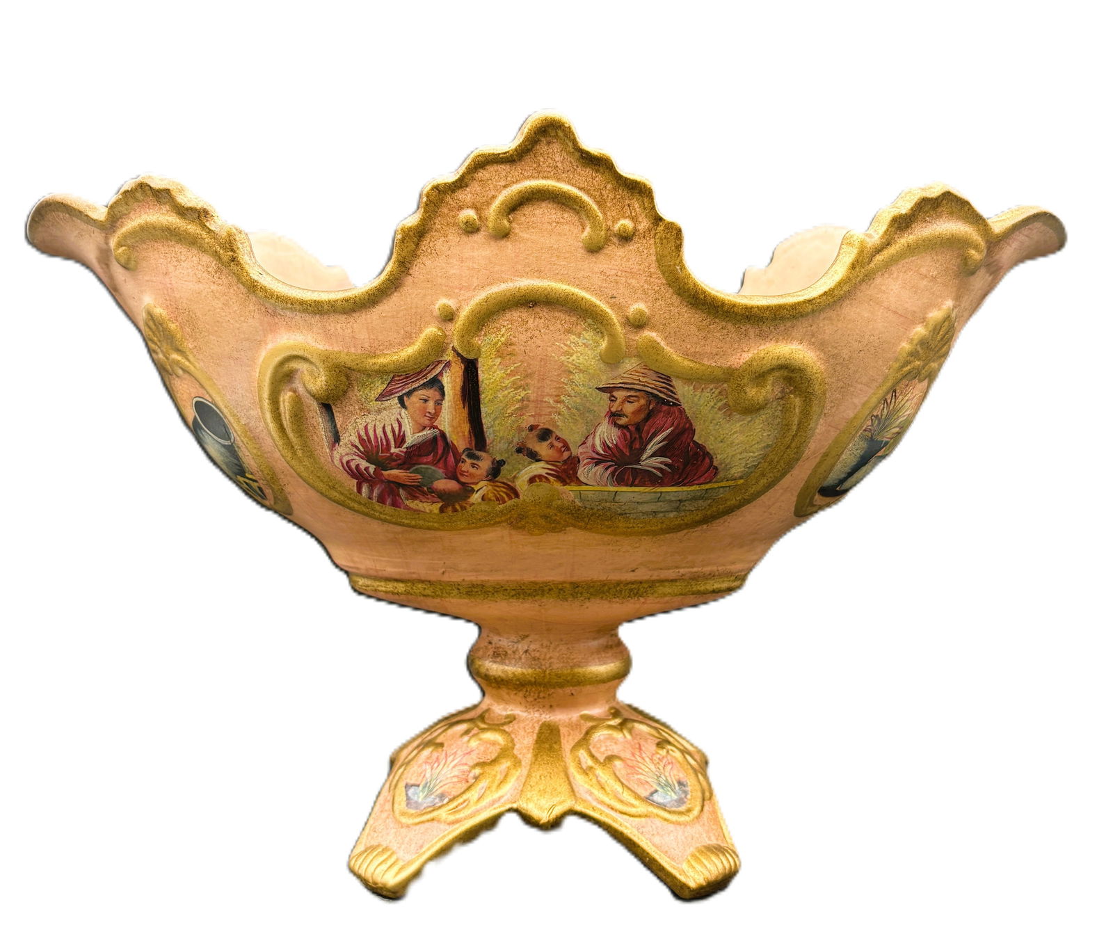 Large Ornate Centerpiece Console Bowl Footed - 6