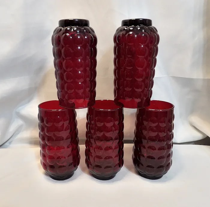 Anchor Hocking Royal Ruby Bubble 16 Oz Tumblers - 2