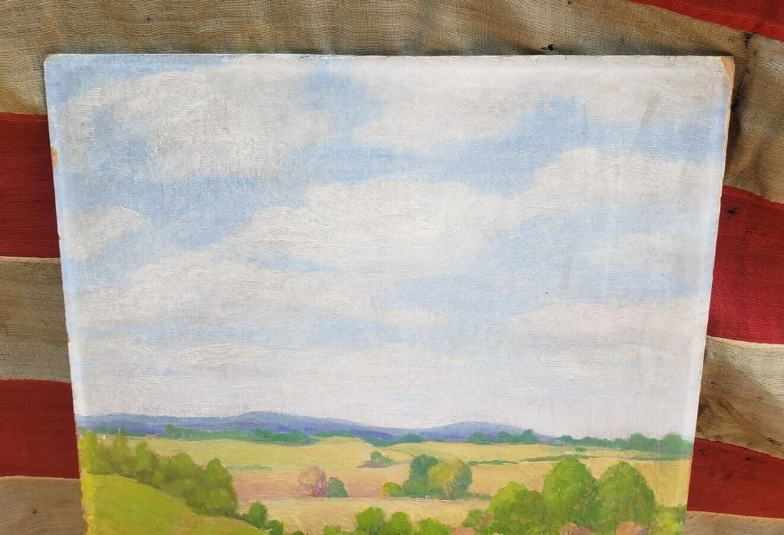 Morris Stokler(1893-1972) Oil Board Landscape Great Colors 1940 painting - 4