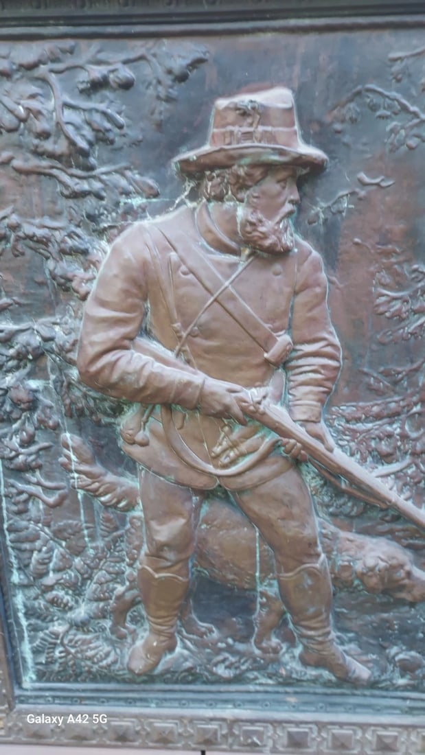 Artist Sculpture Ernst Herter Wall Plaque (1846-1917) Copper Hunter Dog 33 X 44 - 2