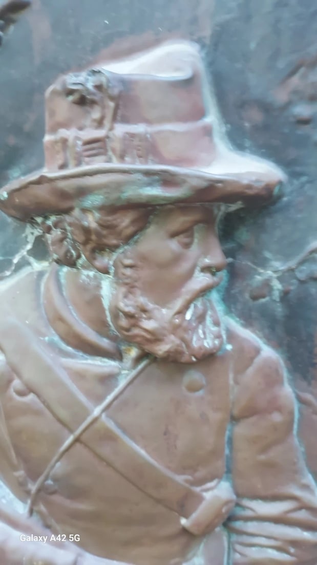 Artist Sculpture Ernst Herter Wall Plaque (1846-1917) Copper Hunter Dog 33 X 44 - 3