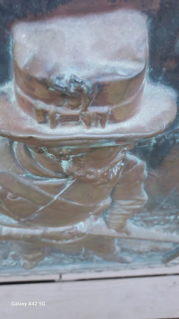 Artist Sculpture Ernst Herter Wall Plaque (1846-1917) Copper Hunter Dog 33 X 44 - 4