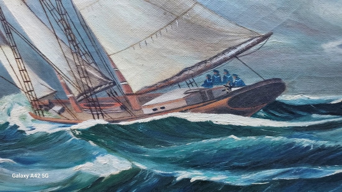 oil painting 1942 Awesome Sailboat Painting Color clouds - 3