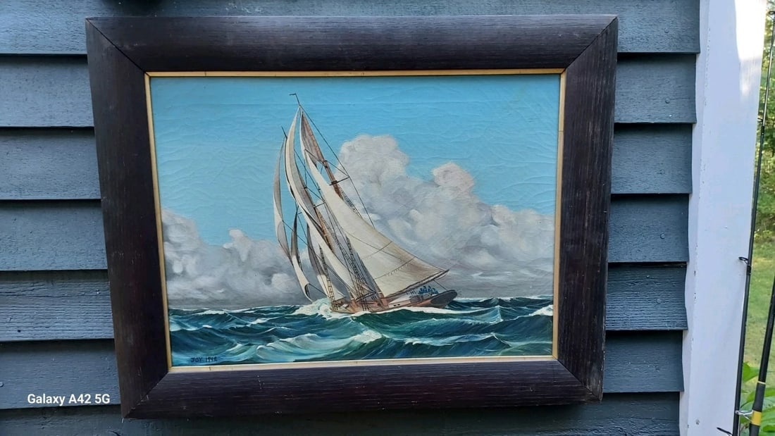 oil painting 1942 Awesome Sailboat Painting Color clouds - 6
