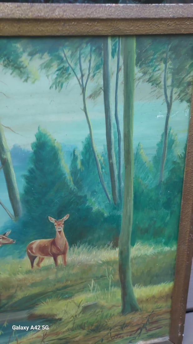 H. Stocks 19th Century Oil Painting Elk With Does - 3