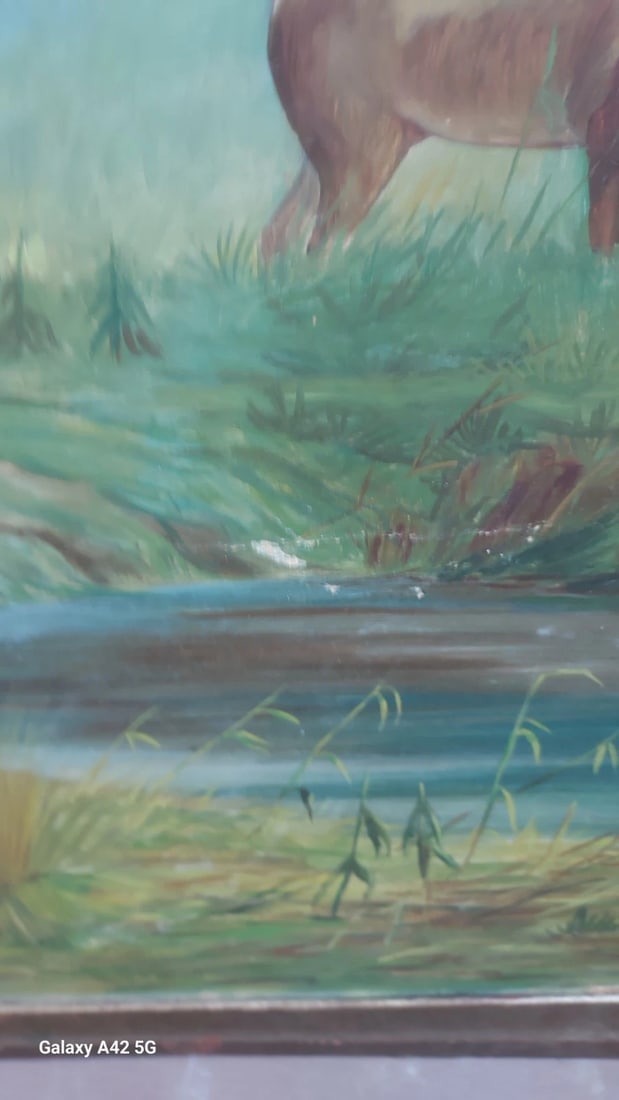 H. Stocks 19th Century Oil Painting Elk With Does - 4