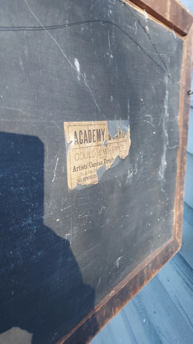 19th Century oil painting Winter Scene Church Near Woods Beautiful Folk Art. - 5