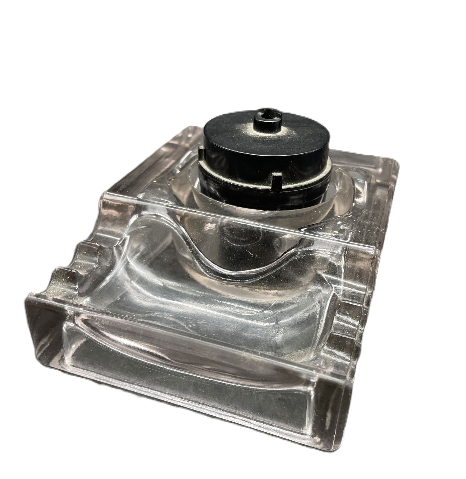 Sengbusch Self -Closing Inkwell & Pen Rest W/Bakelite Lid UV Glow: Date/Period: approx. early 20th centuryDimension: Approx. 5" x 4"Material: mixed materialsAdditional Information: Sengbusch Self -Closing Inkwell & Pen Rest W/Bakelite Lid inkwell no.56 with its