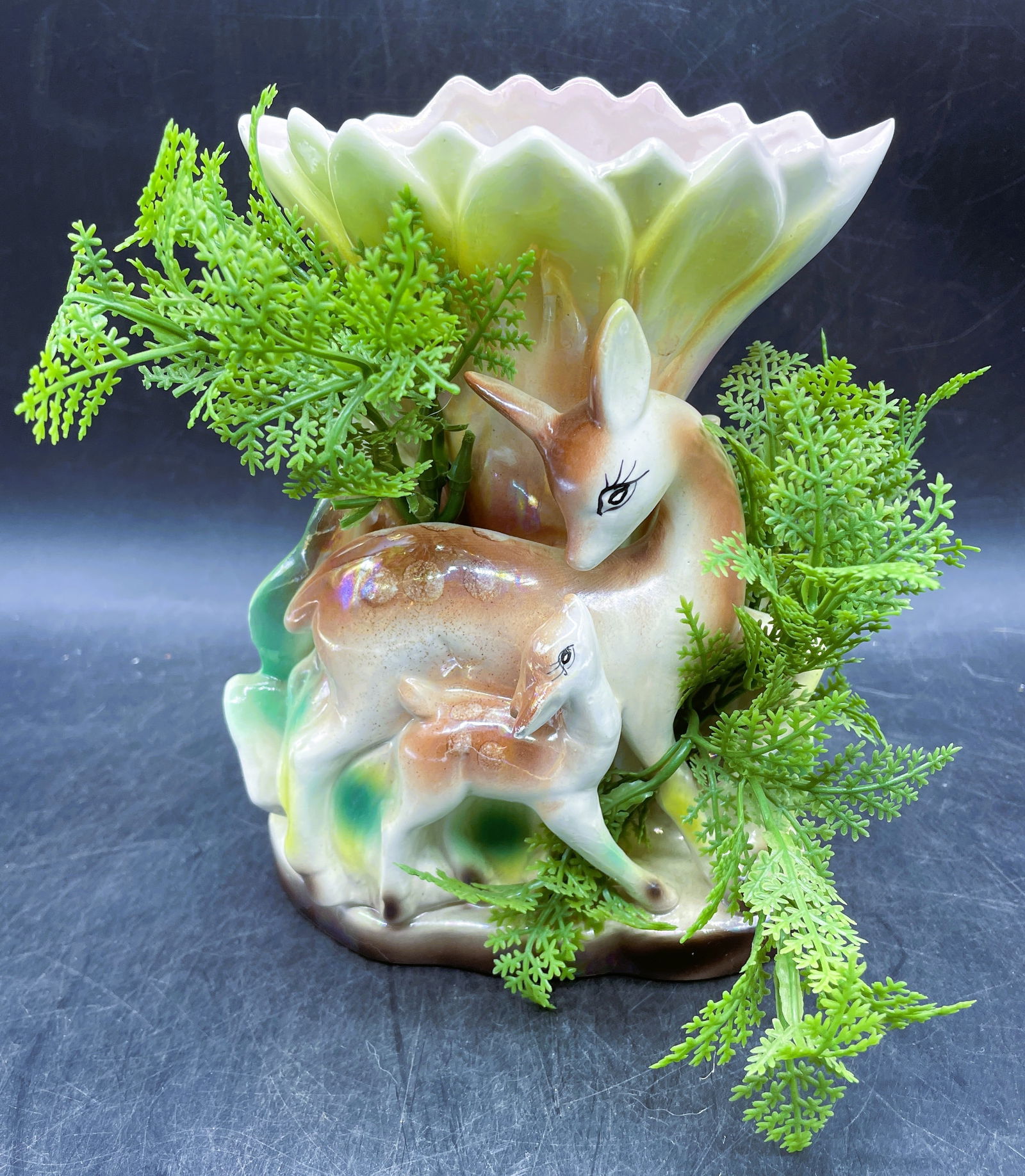 MidCentury Deer and Fawn Planter Japan - 2