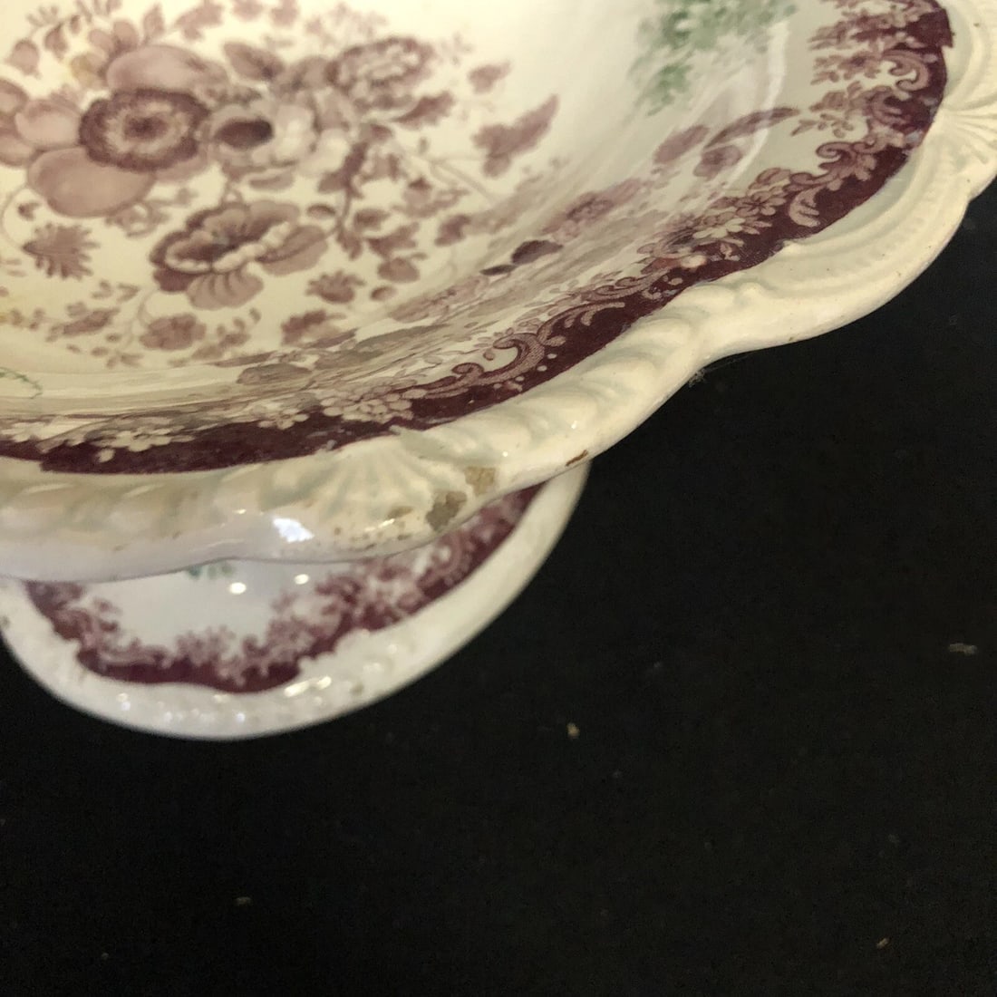 13 1/4” Staffordshire 2 Color Compote - 7