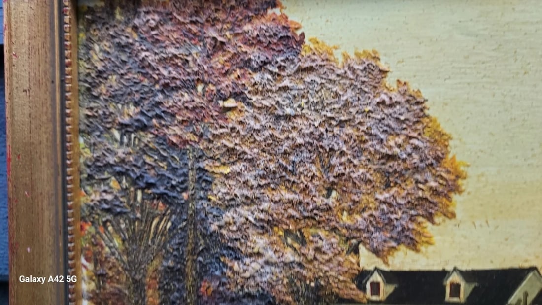 oil painting House With Car Scene 1956 Robert Leibensperger { 1931-2012} - 3