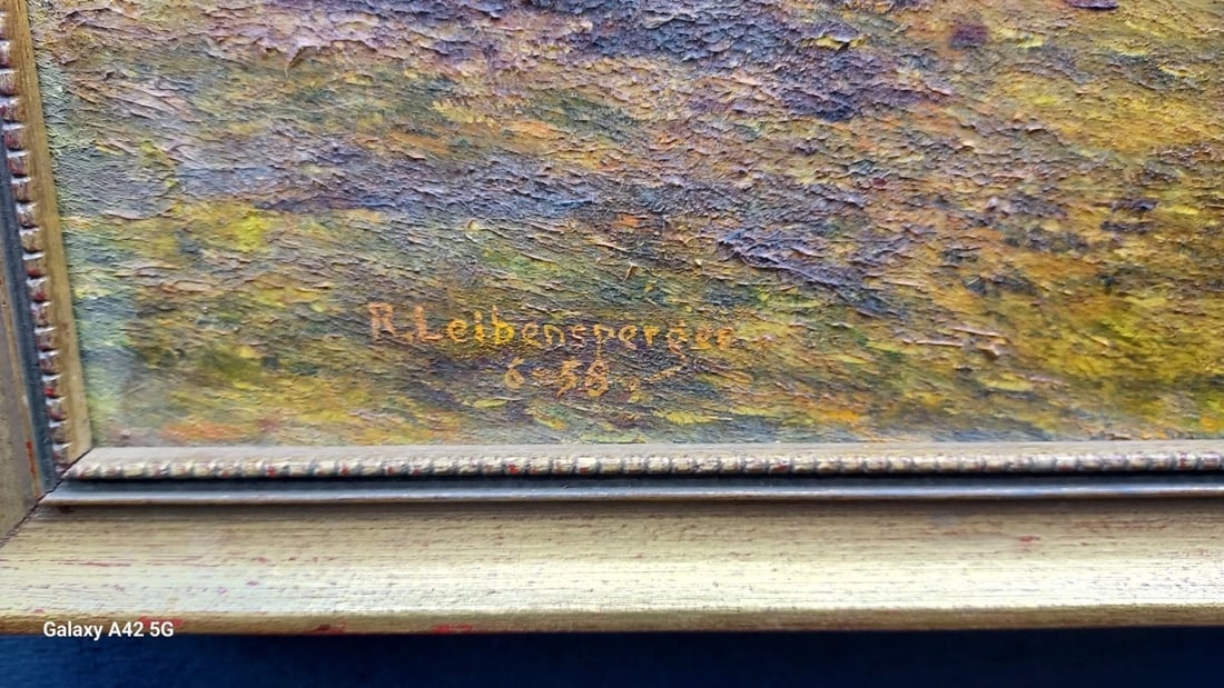 oil painting House With Car Scene 1956 Robert Leibensperger { 1931-2012} - 4