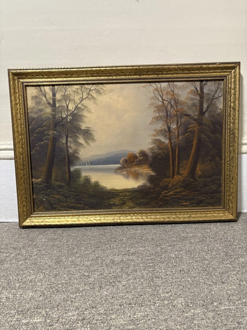 1930’s Dean Newton Oil On Board Landscape Painting: The frame measures 27 1/2” x 19 3/8” and the board measures 24” x 16”. It is signed in the lower left hand corner. It dates around the 1930’s. It is in good condition