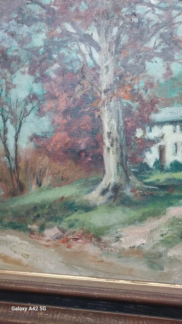 1908 Oil painting farmhouse, gorgeous colors impression Alice Blakeslee - 4