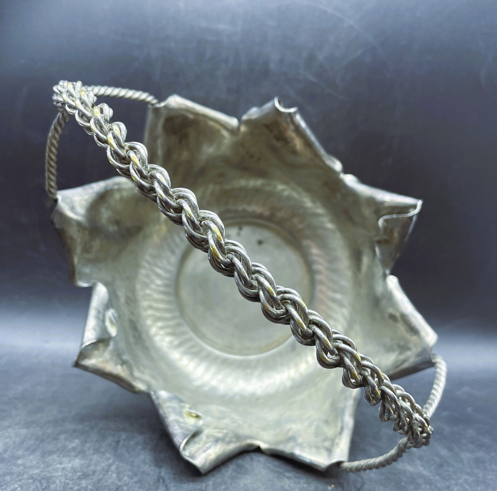 Simpson Hall Miller Victorian Silverplate Frog Cherry Blossom Brides Basket - 5