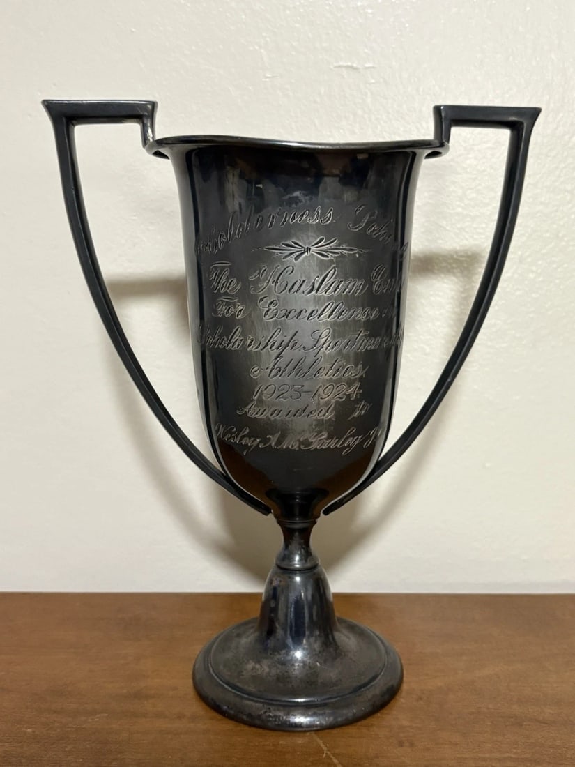 1924 Holderness School Athletic Loving Cup Trophy Plymouth Nh: It measures 9 3/4” x 7 7/8” and is dated 1924. It has wear as shown in the photos Shipping:Domestic: Flat-rate of $15.00 to anywhere within the contiguous U.S.International: Foreign