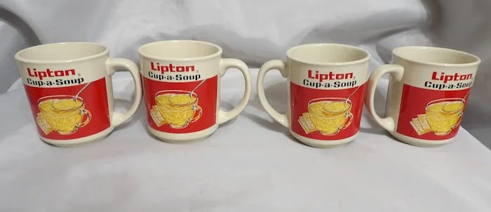 Set 4 Vintage Lipton Cup-A-Soup Mugs - 3