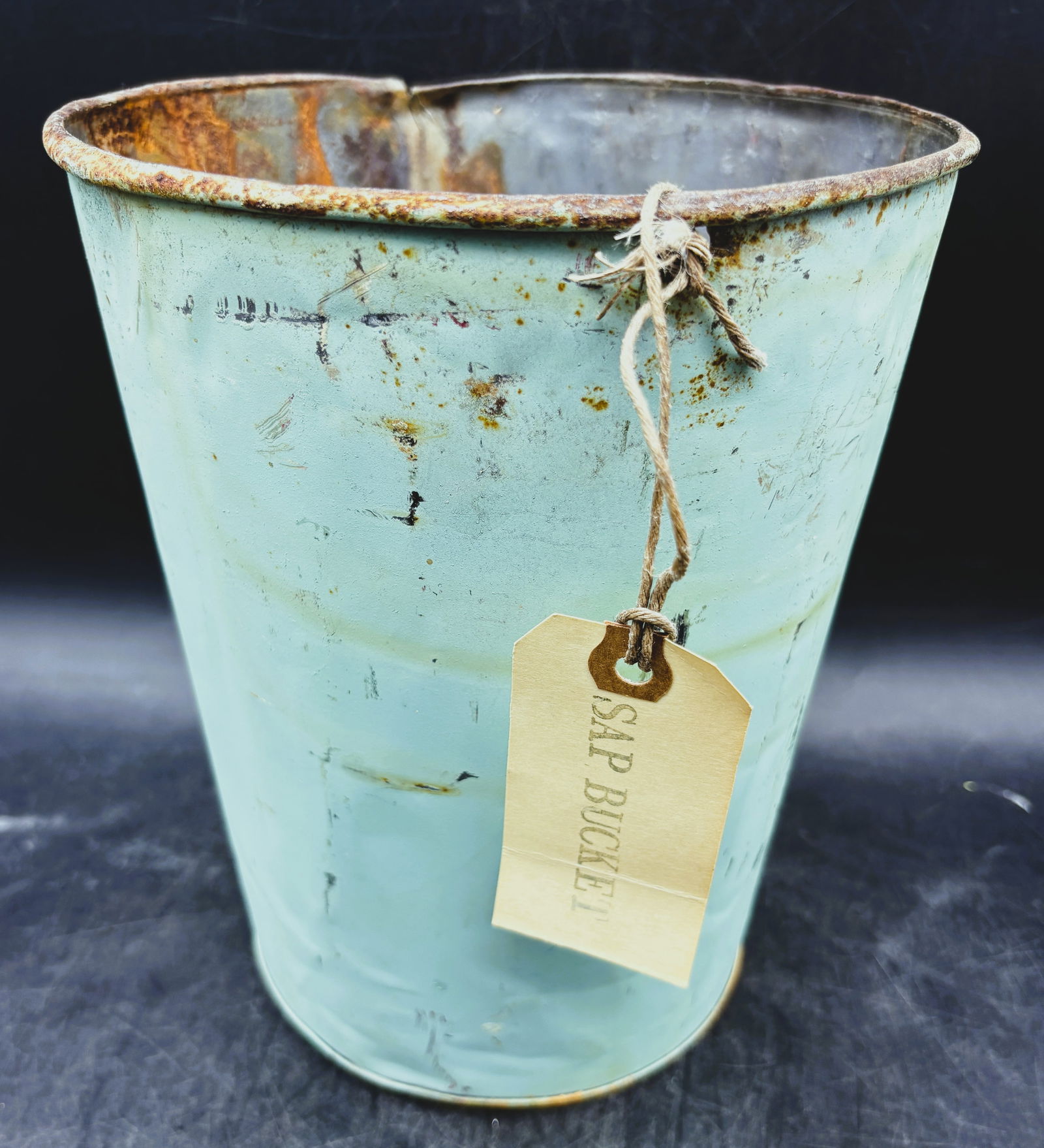 Vintage Mint Green/Blue Metal Sap Bucket Rustic Primitive (1 of 7)