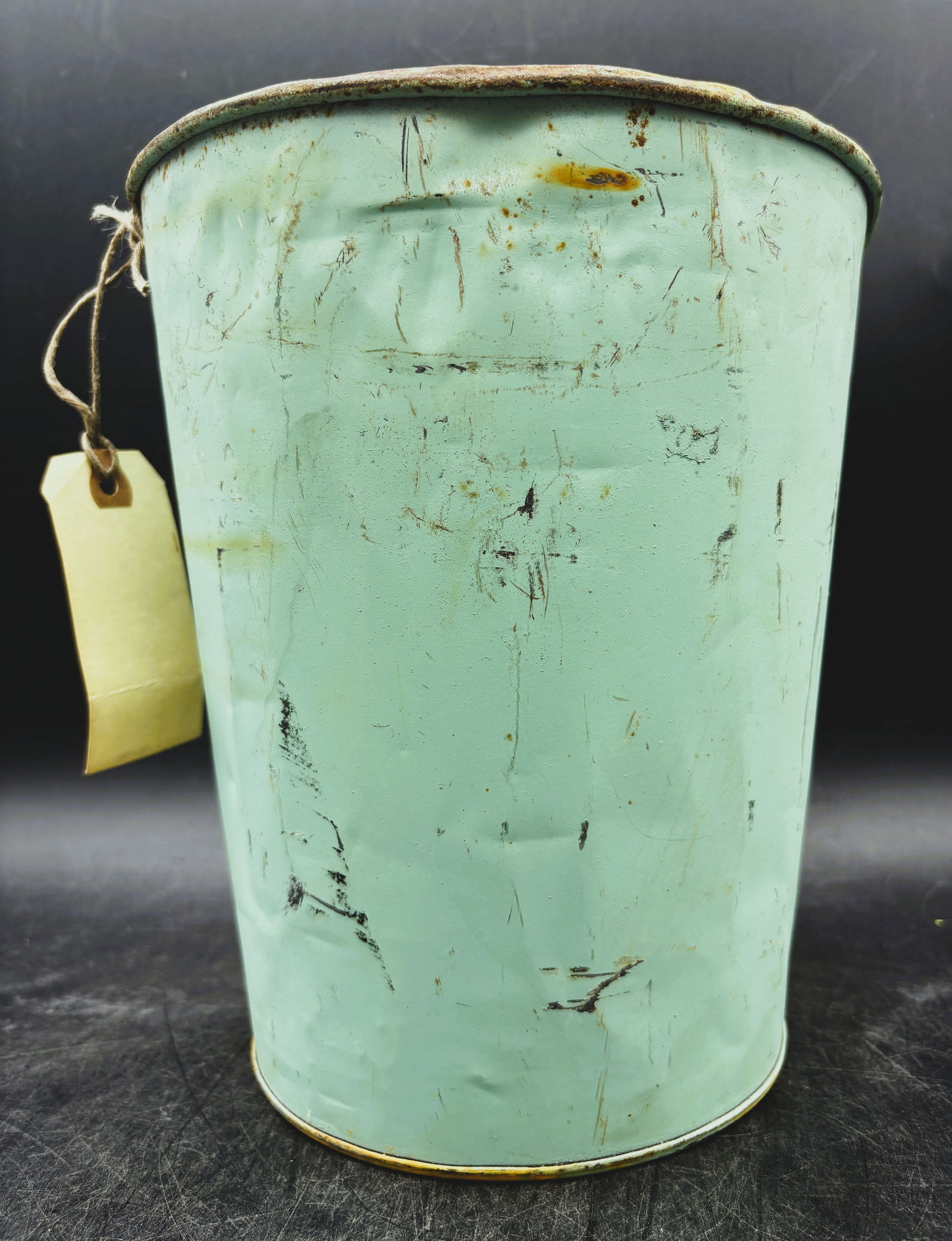 Vintage Mint Green/Blue Metal Sap Bucket Rustic Primitive - 3
