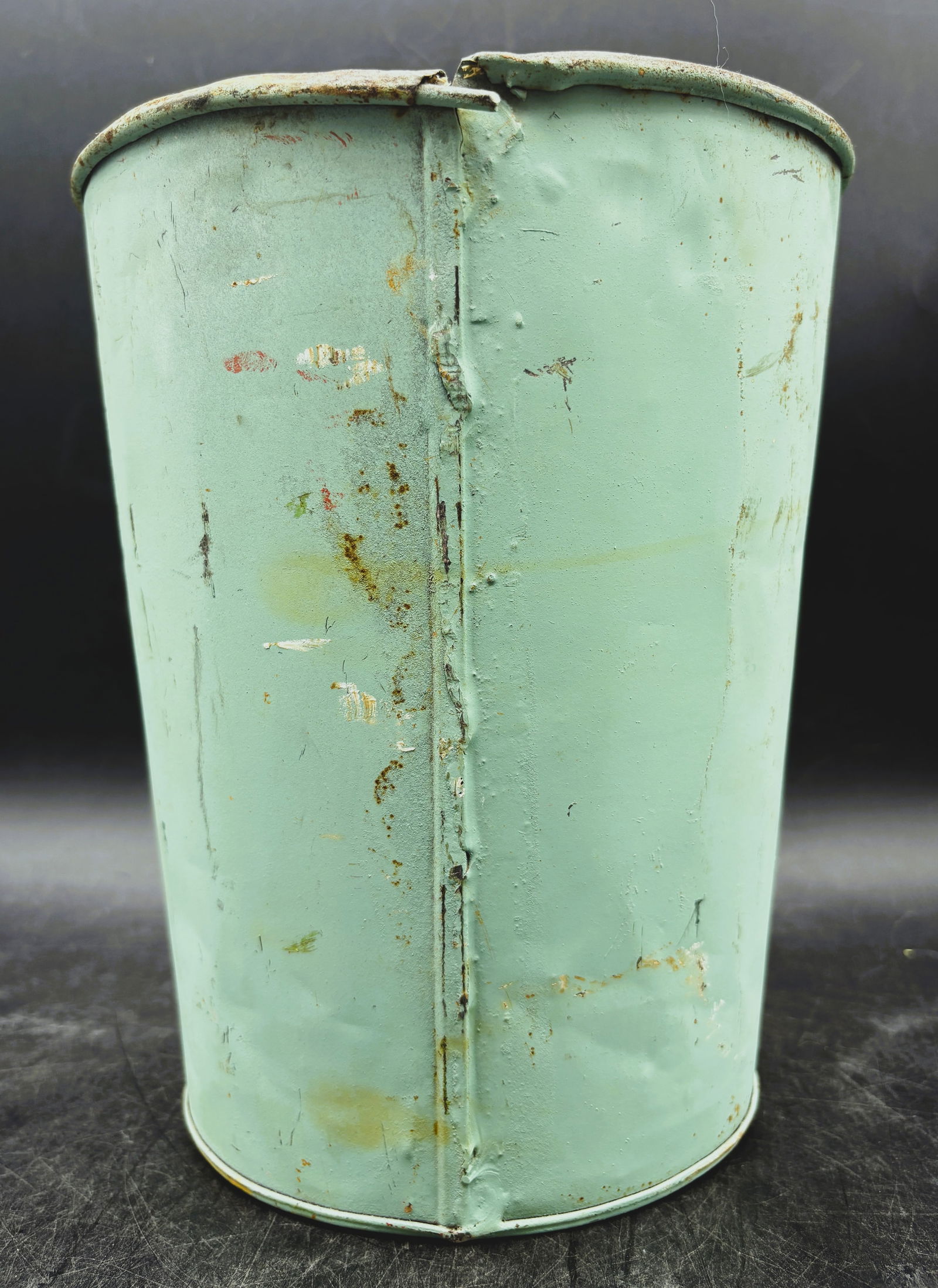 Vintage Mint Green/Blue Metal Sap Bucket Rustic Primitive - 4