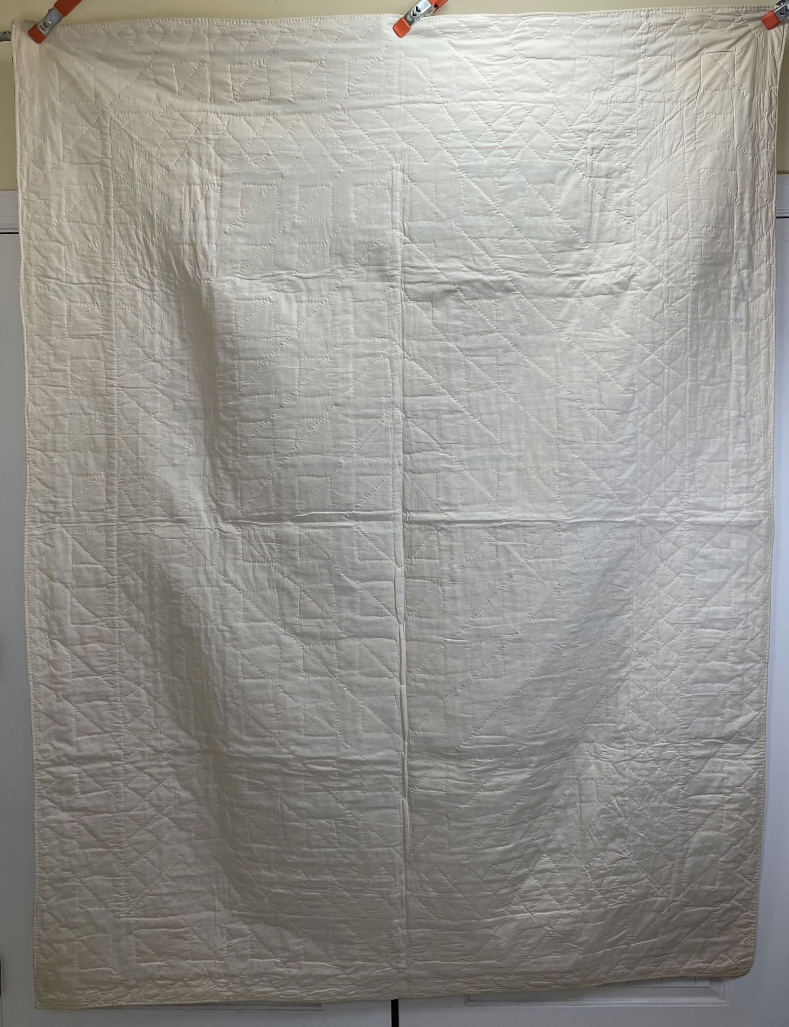 Floral Triangles Summer Quilt Hand Stiched 84" x 65" - 5